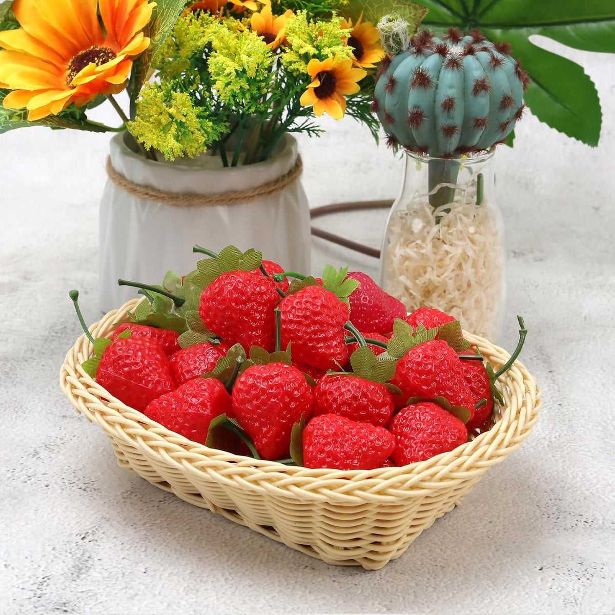 30 Stück Künstliche Erdbeeren Simulation Rot Dekoration