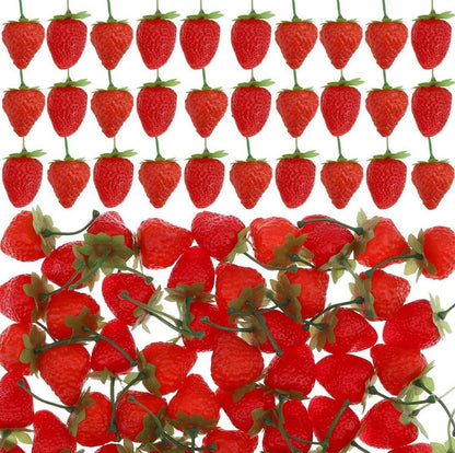30 PCS Realistisch Kunststoff Erdbeeren Rot Dekoration Party Hochzeit