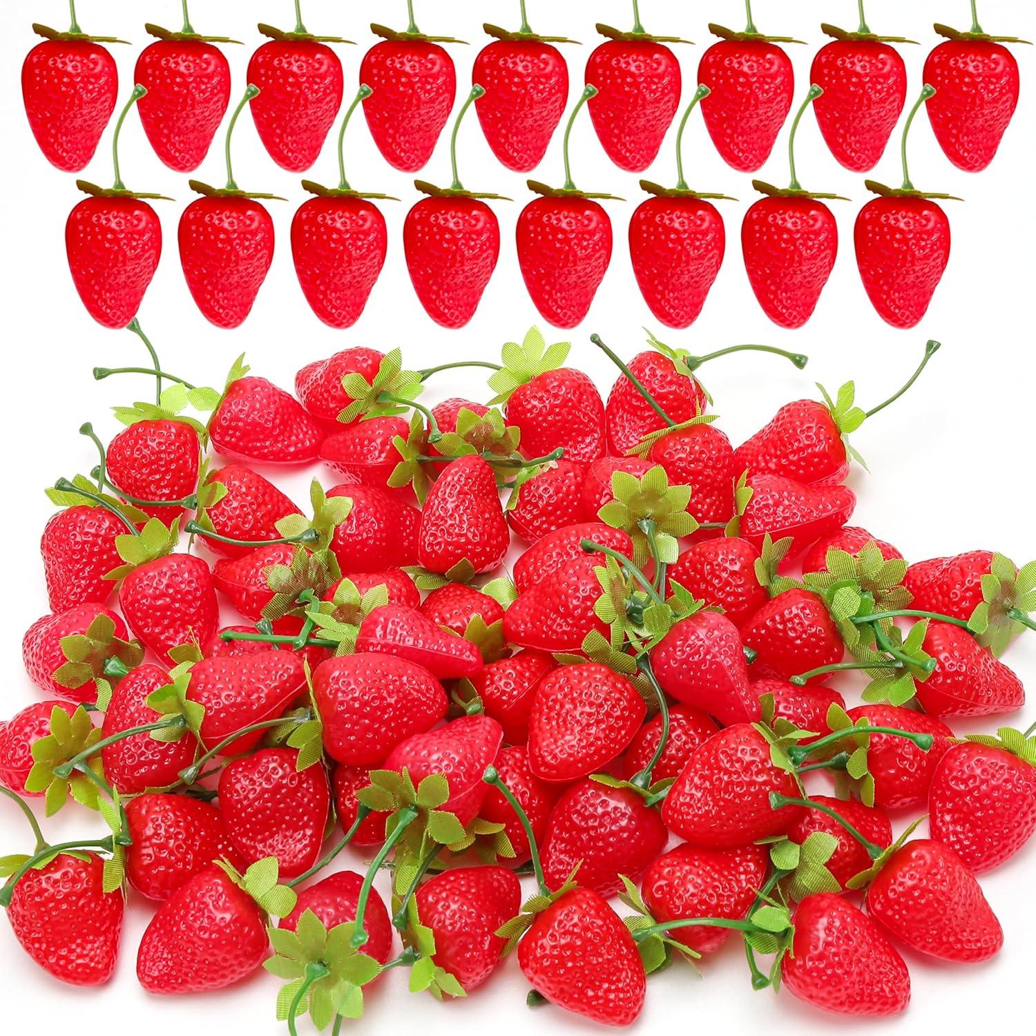 30er Set Künstliche Erdbeeren Rot Kunststoff Simulation