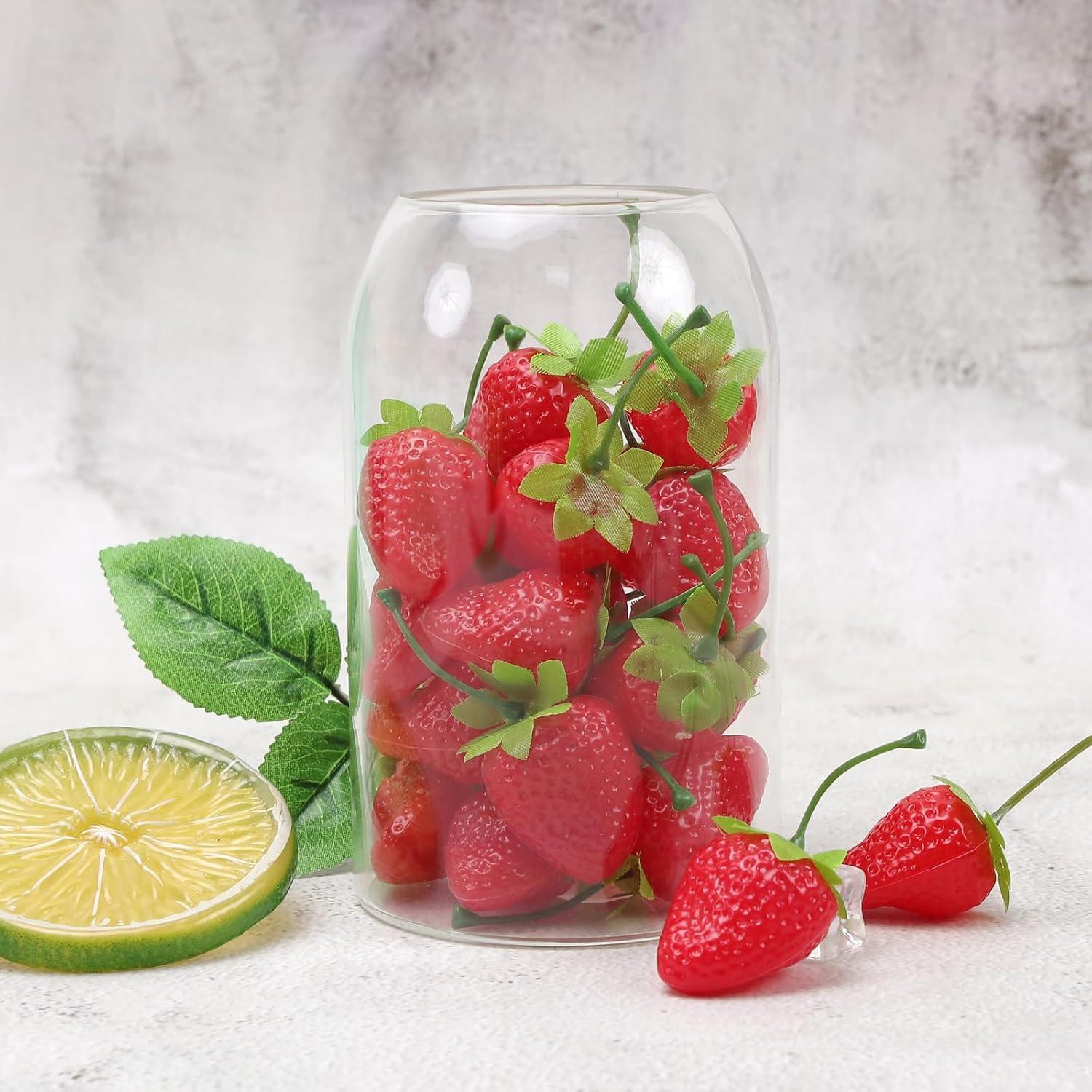 30er Set Künstliche Erdbeeren Rot Kunststoff Simulation