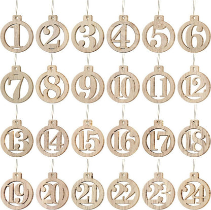 Adventskalender Holzanhänger Weihnachtsanhänger 1-24 Basteln Countdown