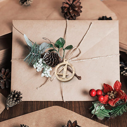 LIHAO Adventskalender Zahlen Holzanhänger Weihnachtsanhänger 1-24