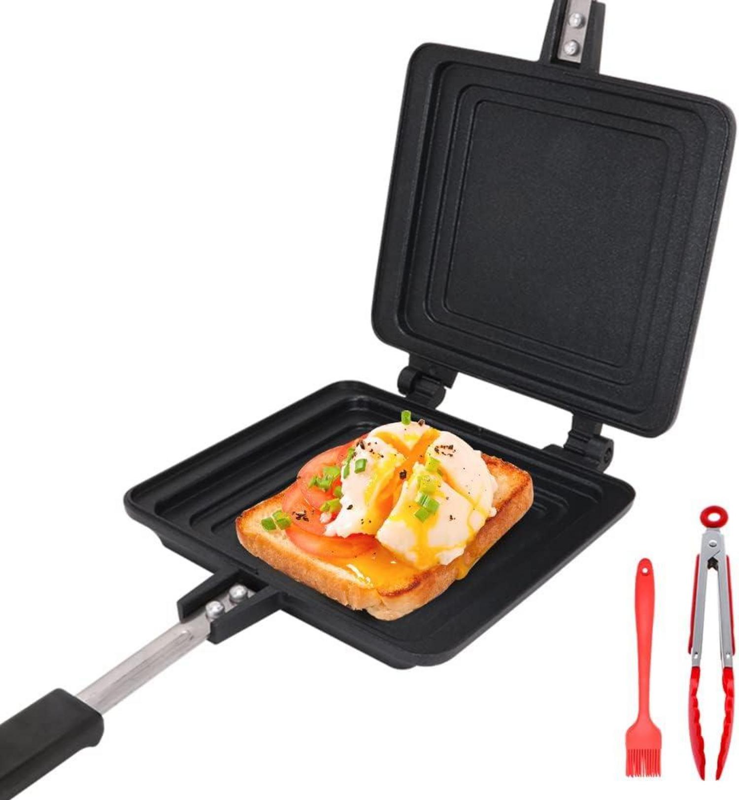 Doppelseitige Antihaft-Toastpfanne mit hitzebeständigem Griff