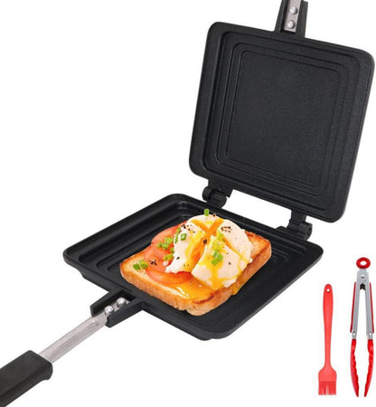 Doppelseitige Antihaft-Toastpfanne mit hitzebeständigem Griff