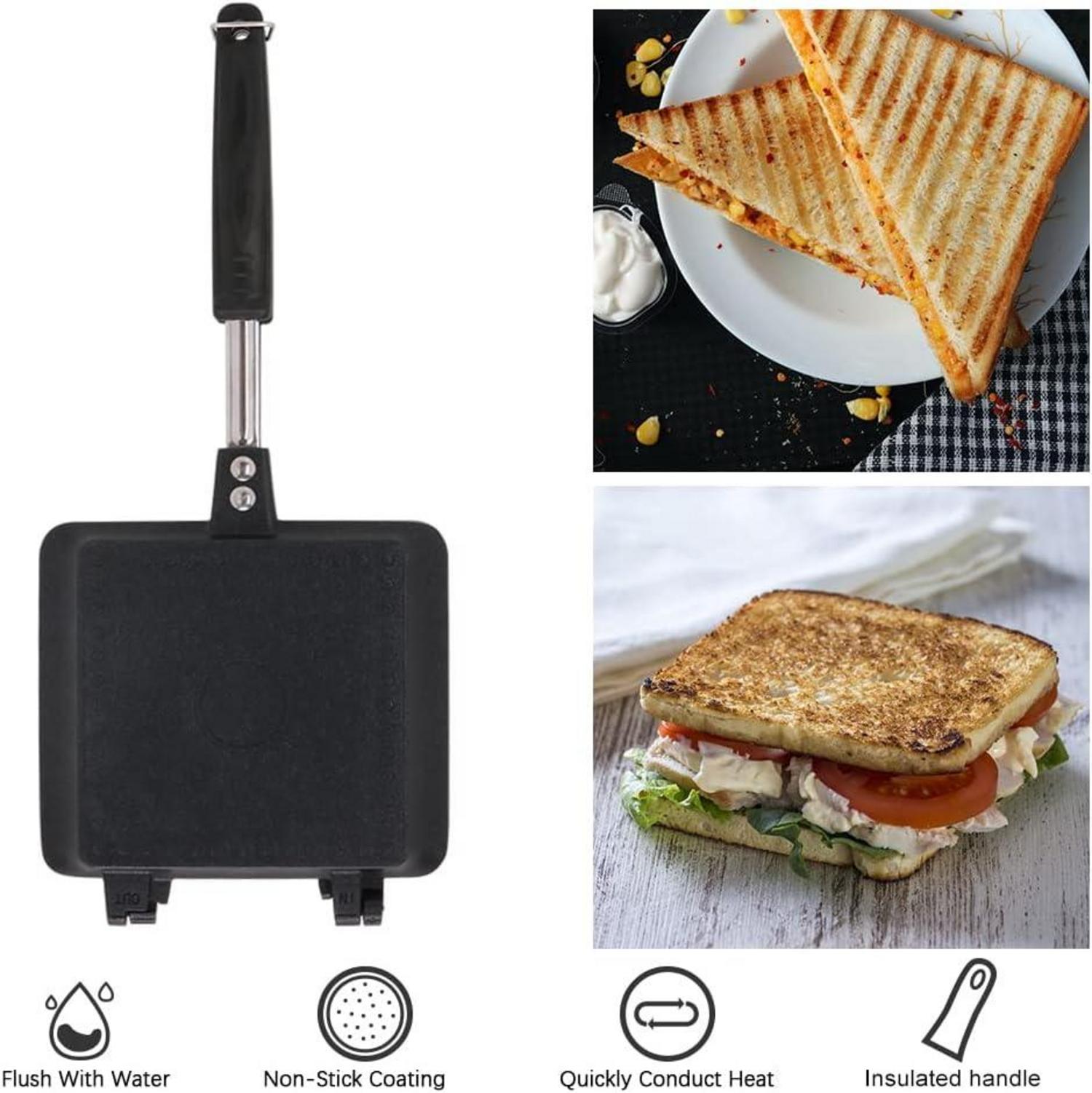Bobikuke Doppelseitige Antihaft-Toastpfanne mit Griff