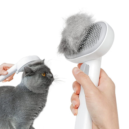 Professionelle Katzenbürste mit Auslöseknopf für Kurzhaar und Langhaar