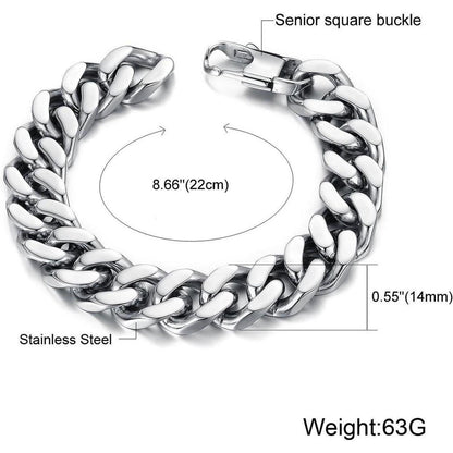 Herren Armband Edelstahl Fahrradkette Silber 22cm x 1,4cm