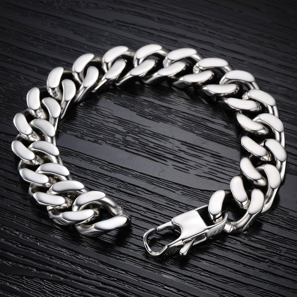 Herren Armband Edelstahl Fahrradkette Silber 22cm x 1,4cm