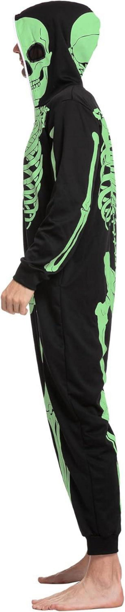 Spooktacular Skelett-Overall Einteiler mit Kapuze für Herren Halloween