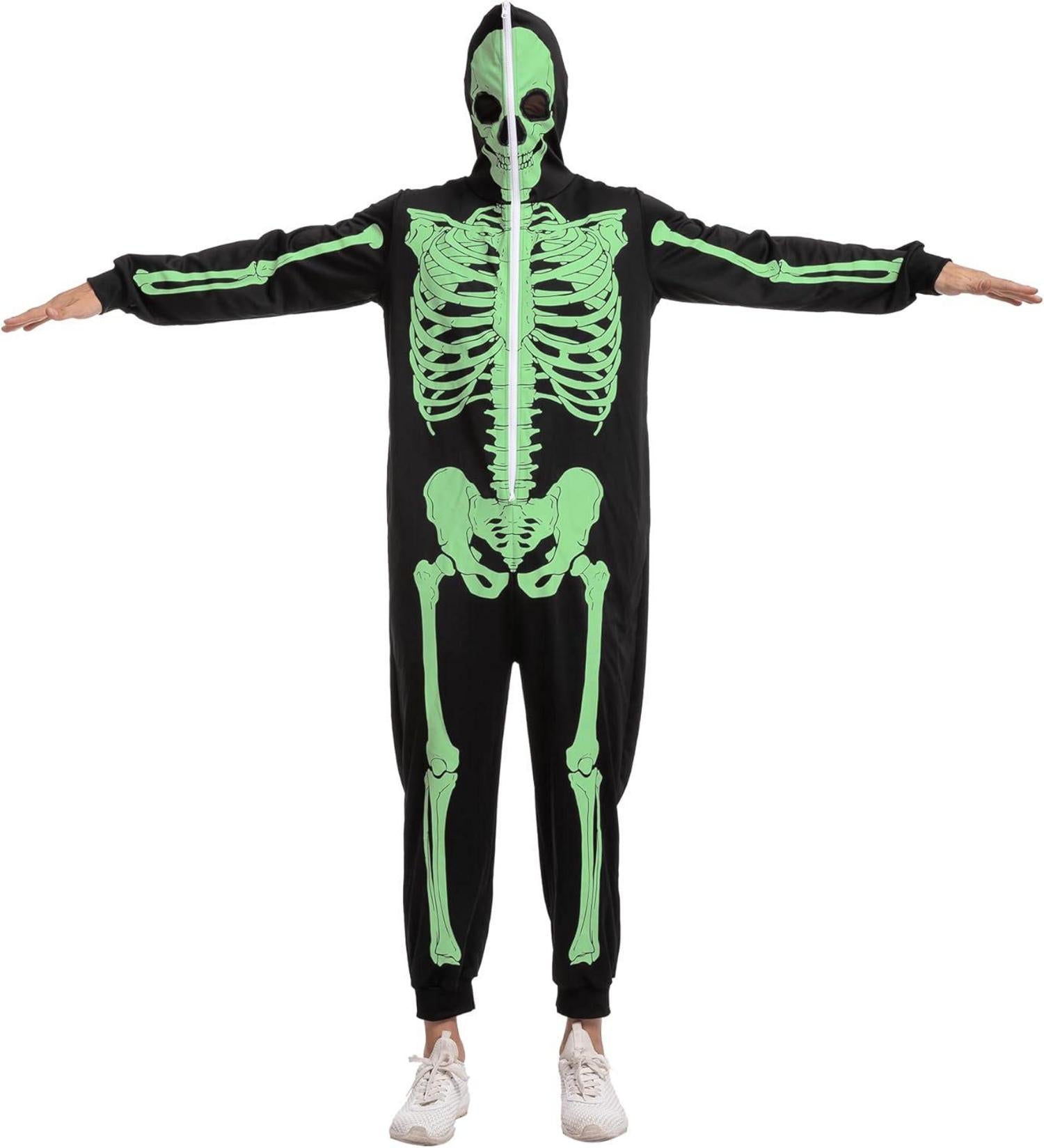Skelett-Overall Herren Erwachsene Glow in the Dark Halloween-Kostüm