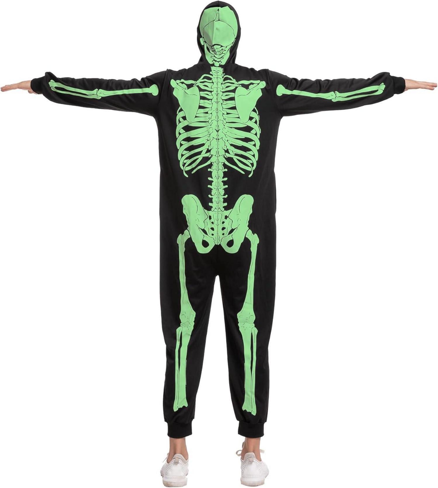 Skelett-Overall Herren, Einteiler im Dunkeln leuchtend, Halloween