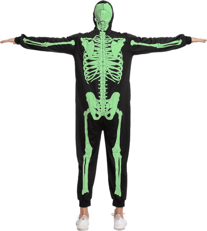 Skelett-Overall Herren, Einteiler im Dunkeln leuchtend, Halloween