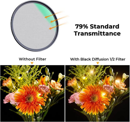 72mm Black Mist Filter für Video und Portrait, 1/2 Optisches Glas, Nano-beschichtet