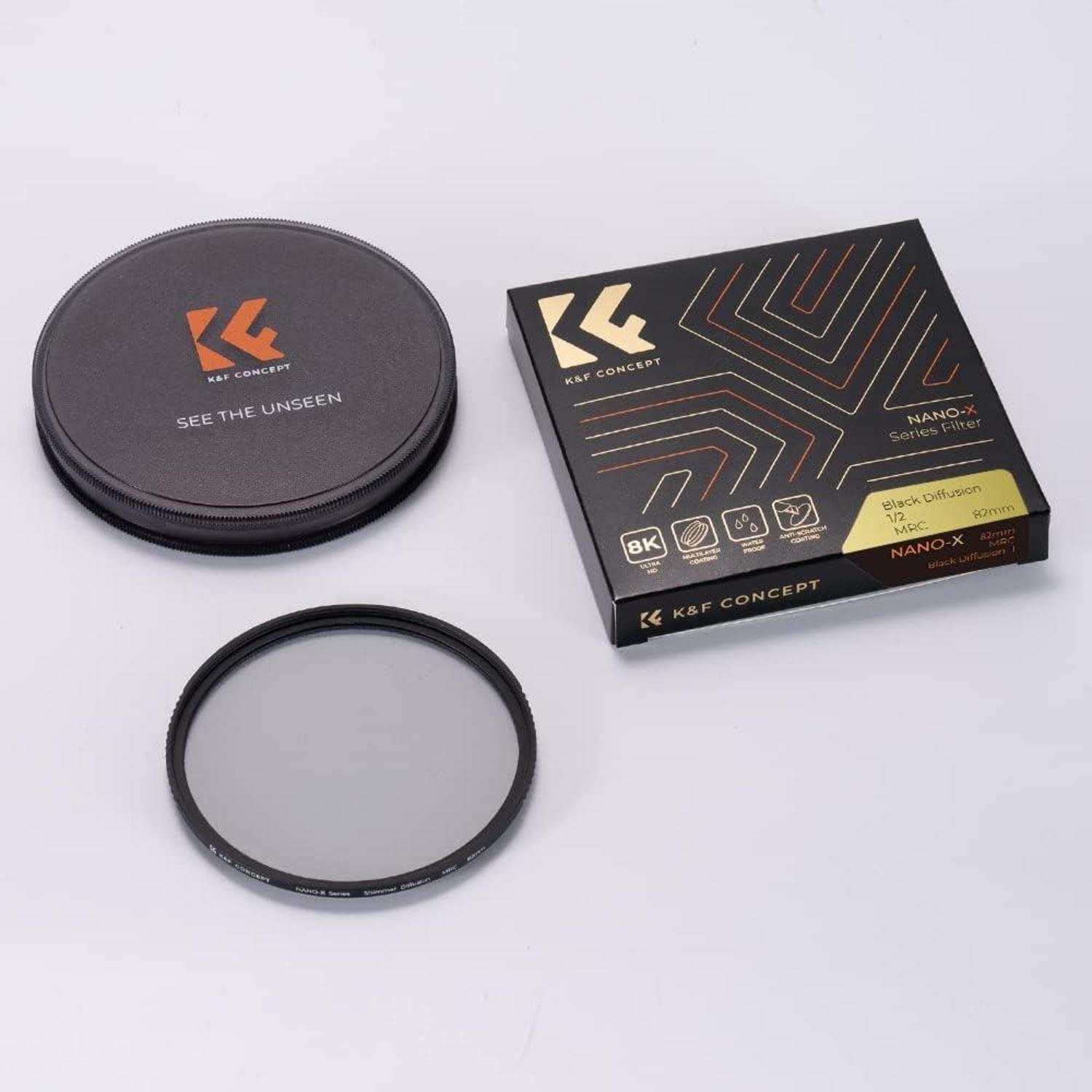 K&F Concept Nano-X Black-Mist Filter 77mm - Optisches Glas 1/2 Promist Diffusion Gradient Portrait Video Filter