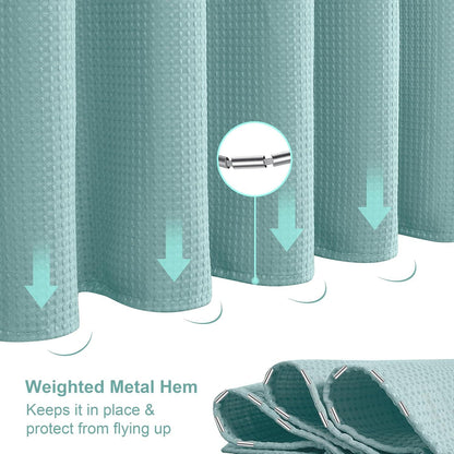 Waffel Duschvorhang mit Metallringen 182x214 cm Türkis
