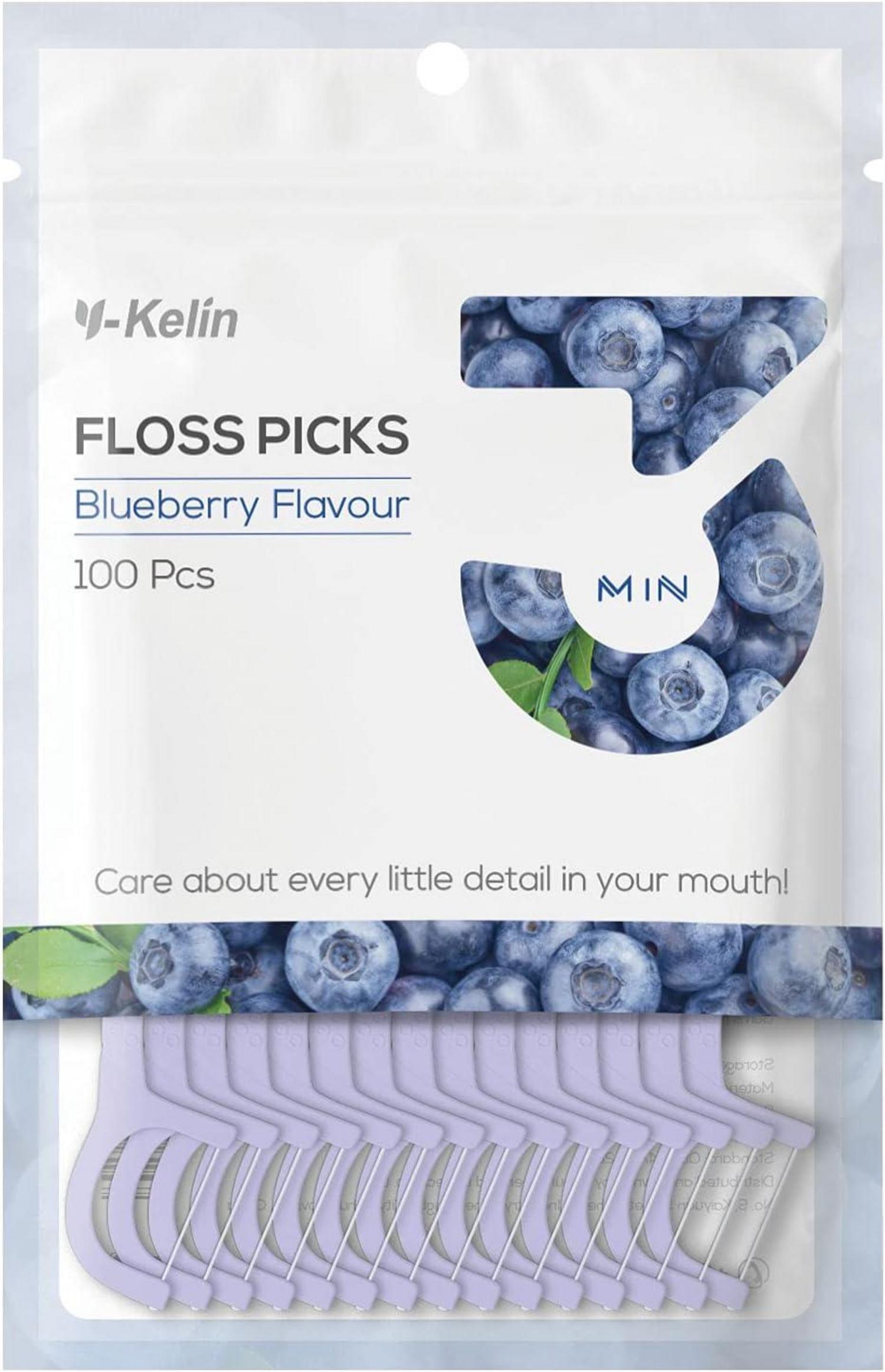 Y-Kelin Zahnseide Stäbchen Blueberry 100 Stück