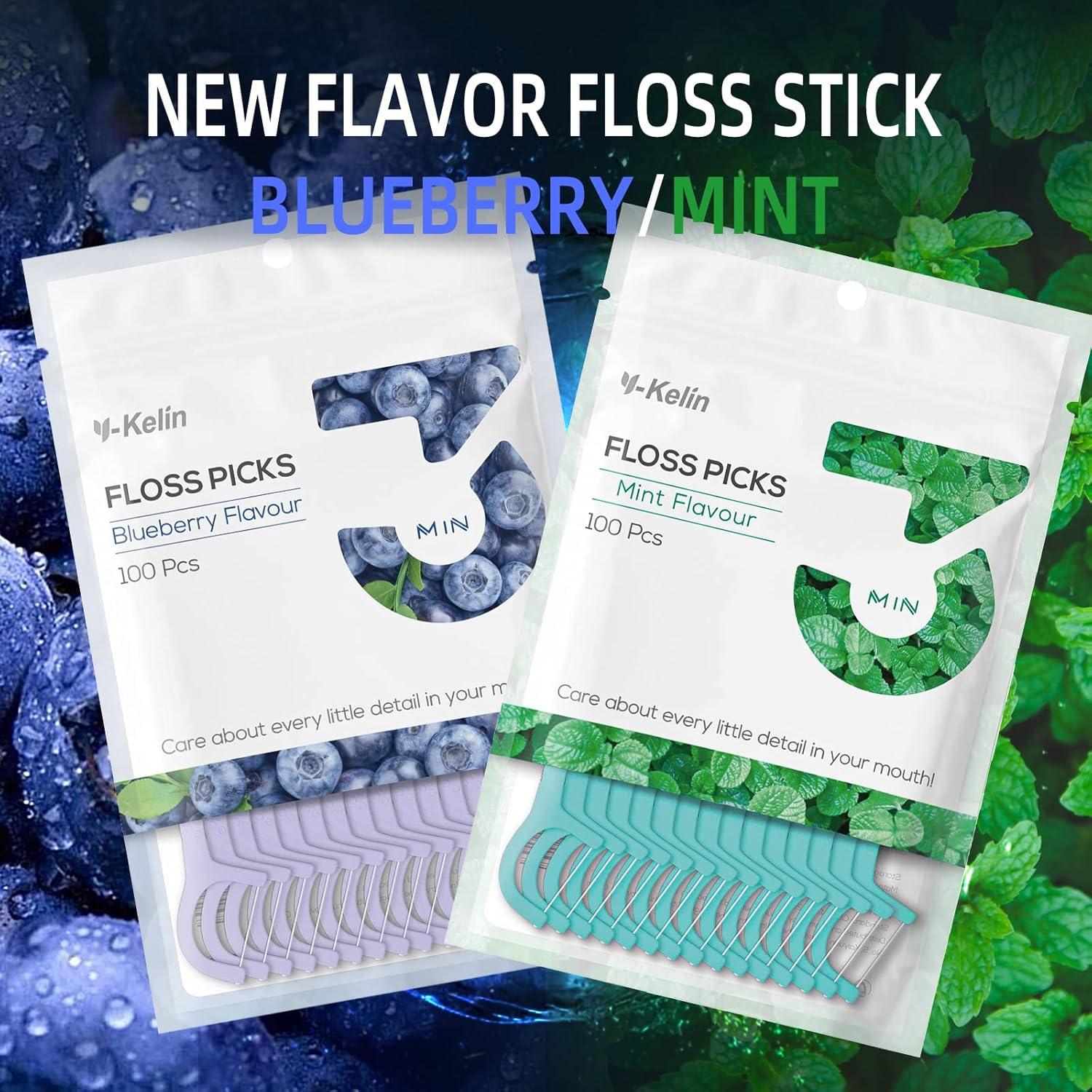 Zahnseide Stäbchen Blueberry Mint 100er Pack, Zahnstocher