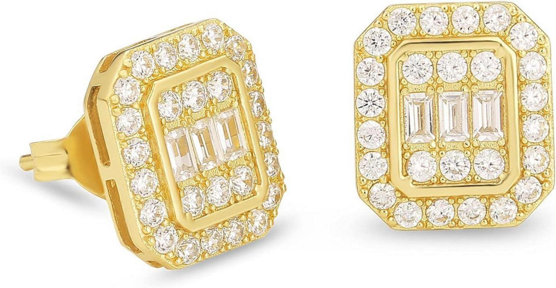 KRKC&CO Silber Ohrringe Herren Iced Out Zirkonia Steine Golden 10mm