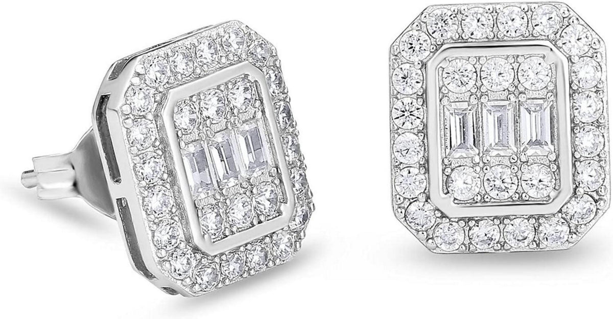 KRKC&CO Silber Ohrringe Herren Iced Out Zirkonia