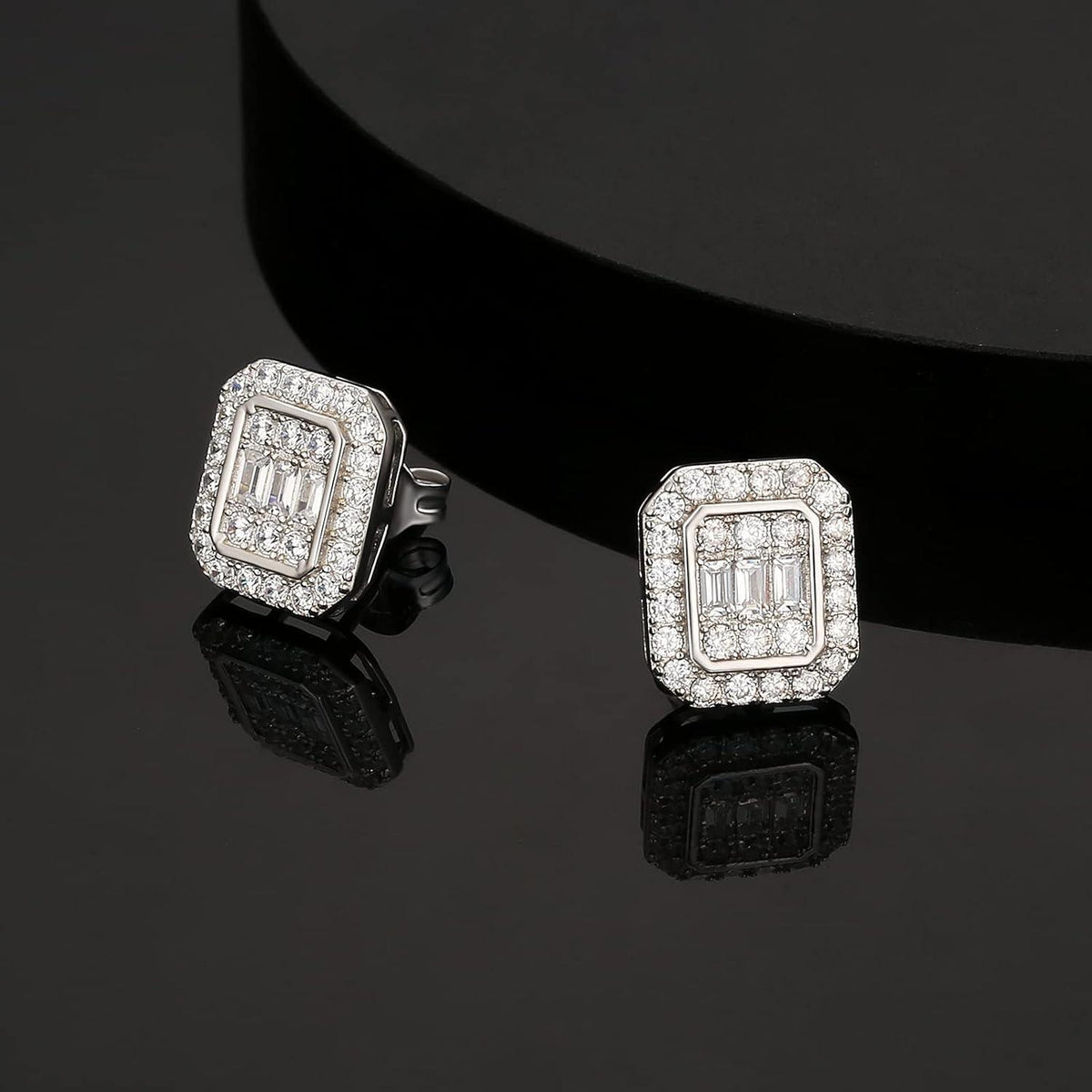 KRKC&CO S925 Silber Ohrringe Herren Iced Out Zirkonia Steine