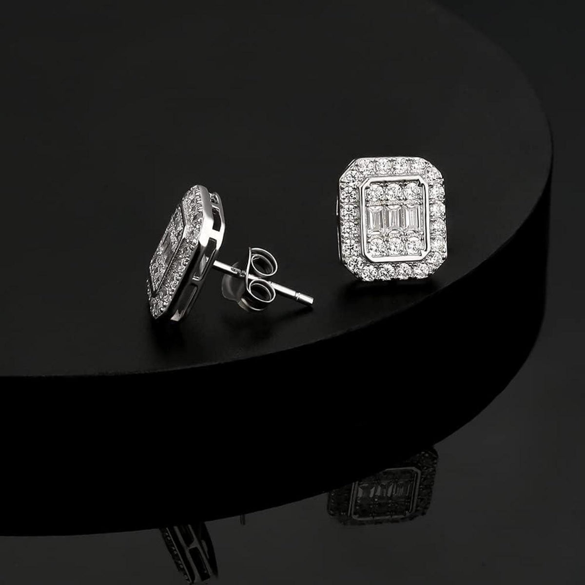 KRKC&CO Silber Ohrringe Herren Iced Out Zirkonia