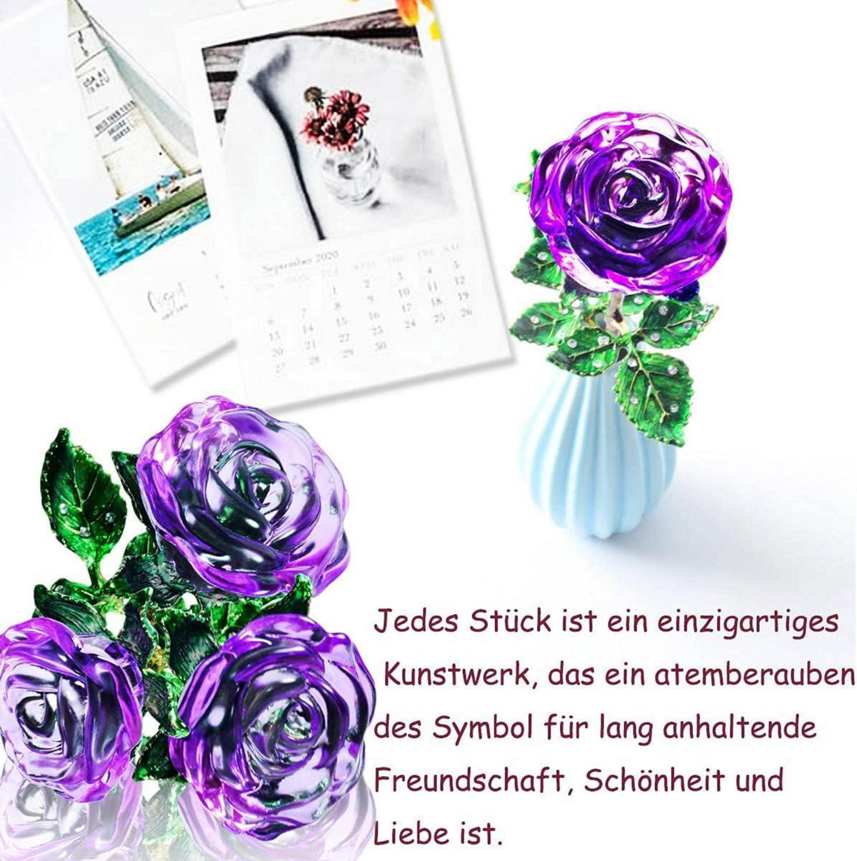 Kristall Rose mit Geschenkbox K9 Glasrose Ewige Blume Muttertag