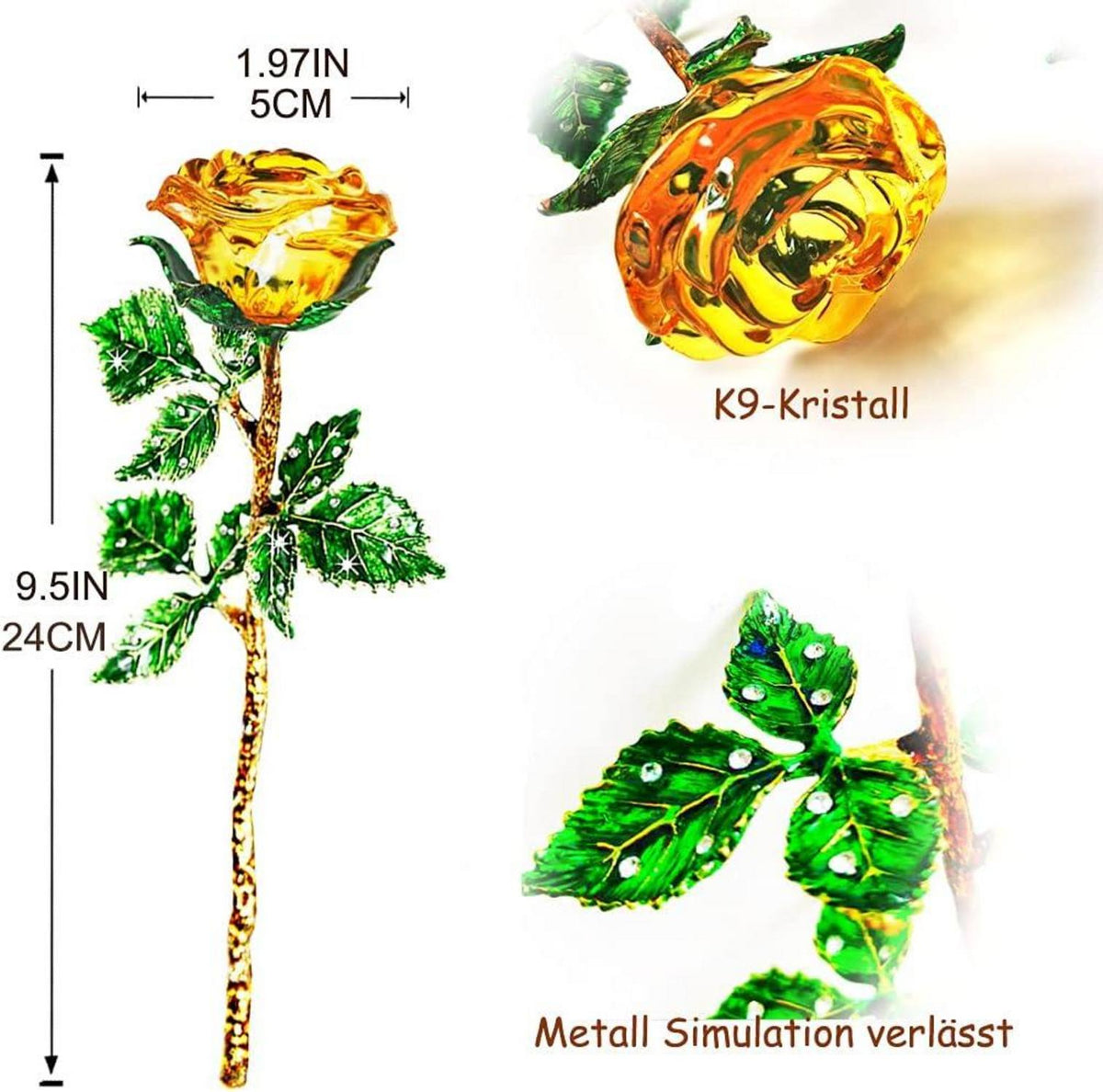 Gelbe Rose Kristallrose Geschenk Frauen Geburtstag Muttertag