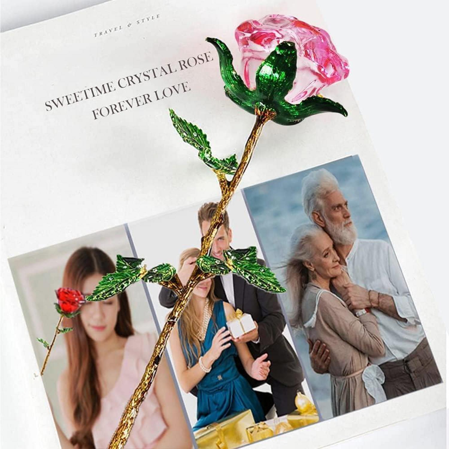 Rosa Kristallrose 3D Glasrose Ewige Blume Frauen Geburtstag Muttertag Hochzeit