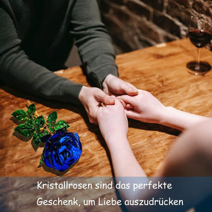 Kristallrose Blaue Rose K9 Kristall Wunschkarte Glasrose Ewige Blume