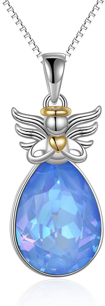 Engelsflügel Halskette 925 Sterling Silber Damen Schutzengel Kristall