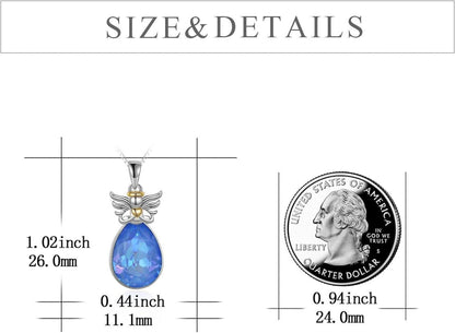 Engelsflügel Halskette 925 Sterling Silber Schutzengel Kristall Damen-Geschenk