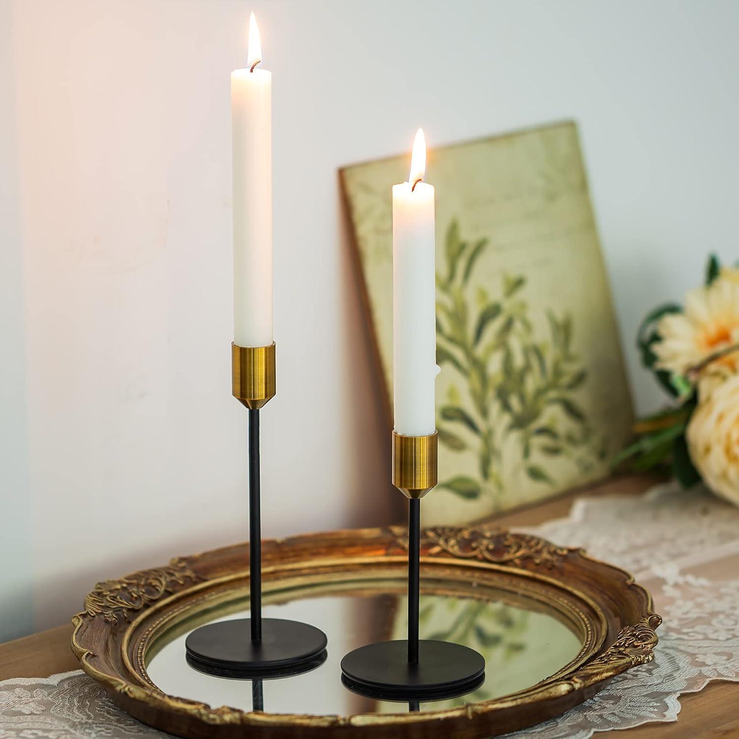 Gold Schwarz Kerzenständer 3er Set Metall Vintage Modern