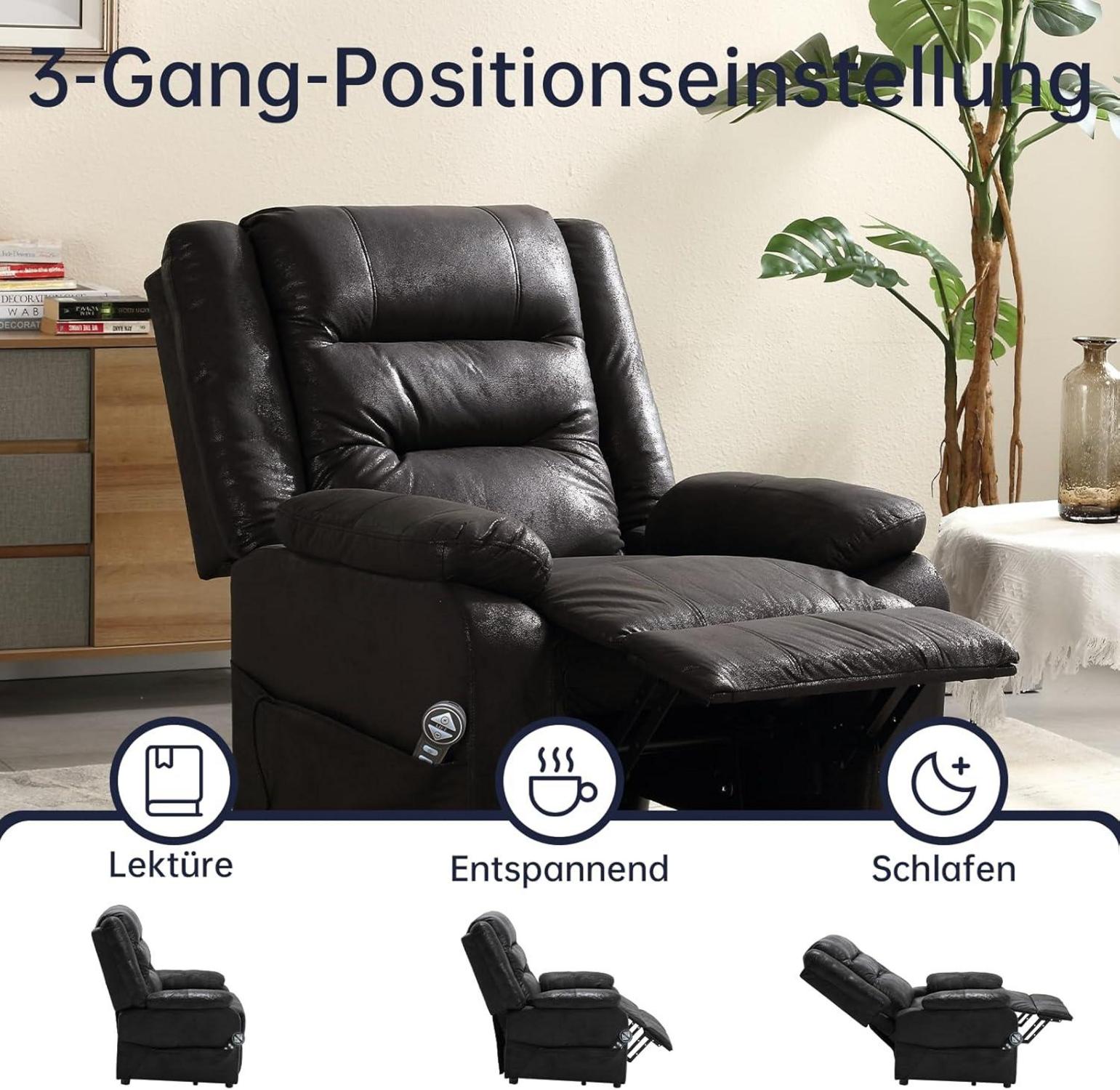 Elektrischer Massagesessel mit Wärmefunktion und Aufstehhilfe, bis