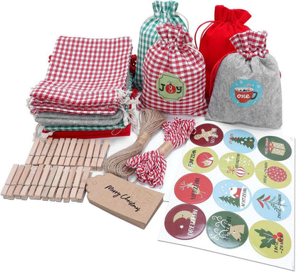 DIY Adventskalender Weihnachtsbeutel Set 24 Säckchen Kinder Frauen Männer