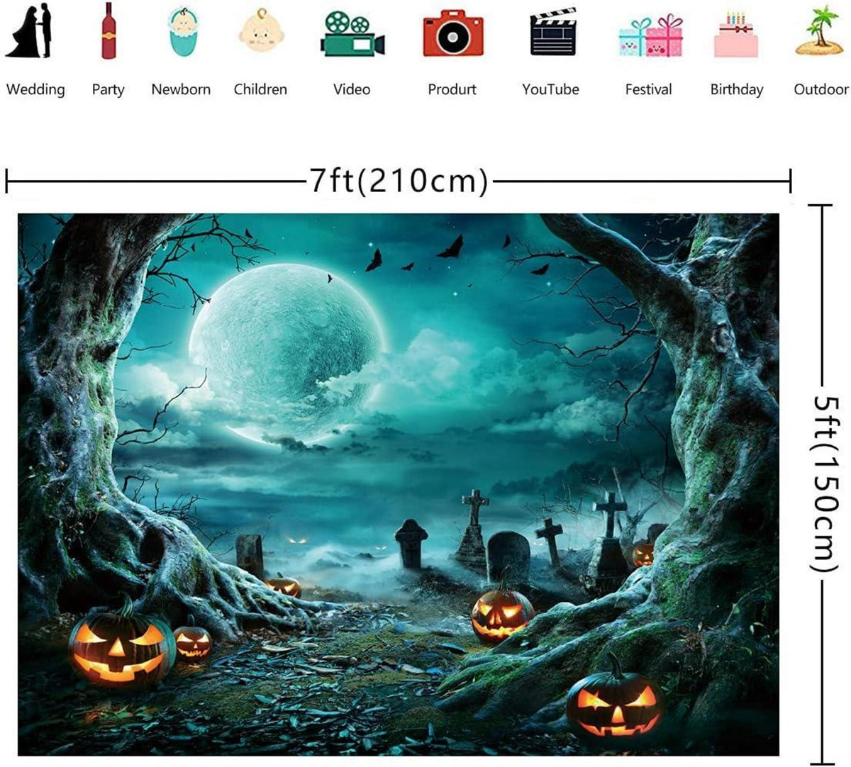 Halloween Fotografie Hintergrund Horror Mond Nacht Grusel Friedhof