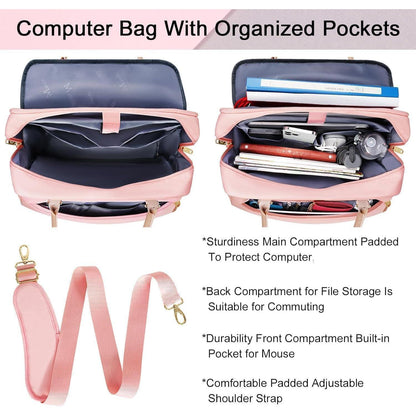 Laptoptasche Damen 15,6 Zoll Business Umhängetasche Pink