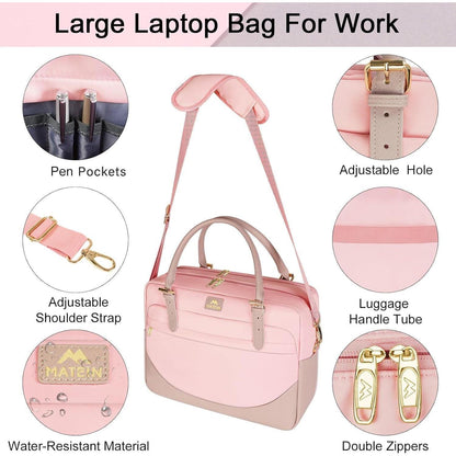Laptoptasche Damen 15,6 Zoll Business Umhängetasche Pink