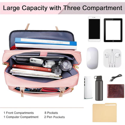 Laptoptasche Damen 15,6 Zoll Business Umhängetasche Pink