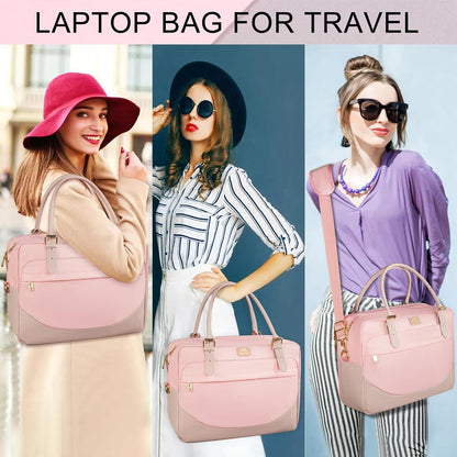 Laptoptasche Damen 15,6 Zoll Business Umhängetasche Pink