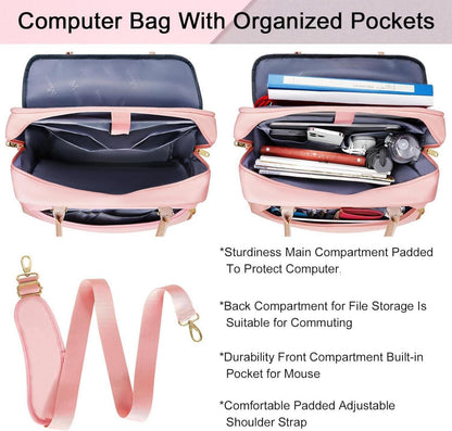 Laptoptasche Damen 15,6 Zoll Business Umhängetasche Pink