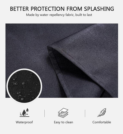 Schürze Schwarz mit Taschen und wasserdicht, ideal für Küche, BBQ, Garten