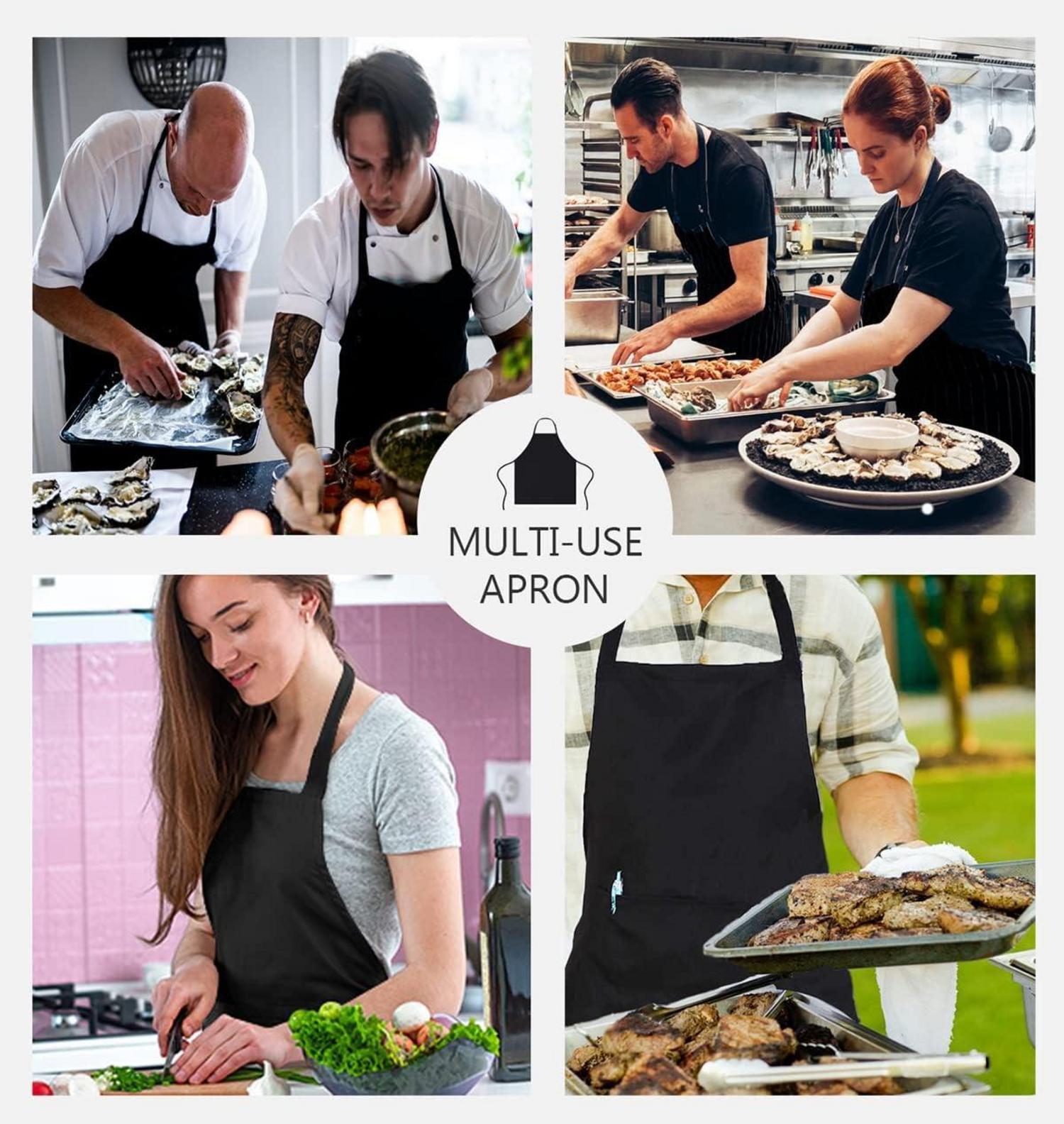 LeFeirr Grillschürze Schwarz Wasserdicht mit Taschen für Küche und BBQ