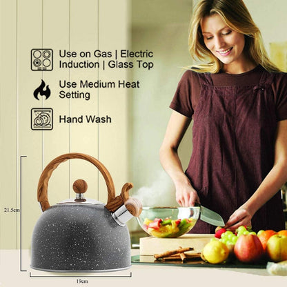 Webao Teekessel Induktion 2.5L Edelstahl Holzmasergriff