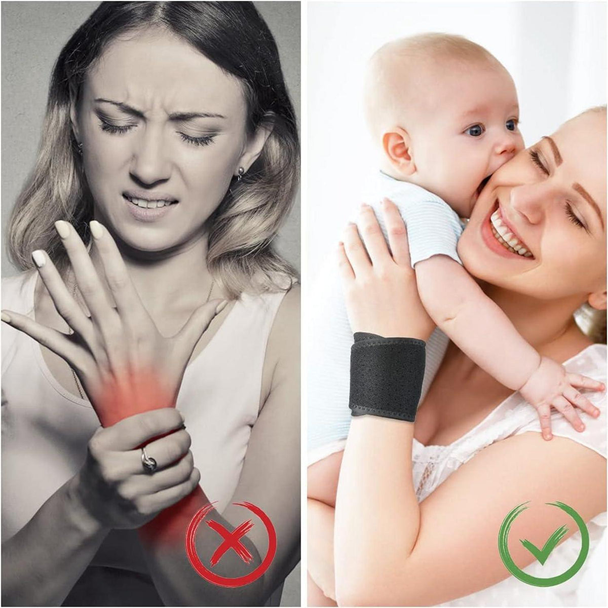 Handgelenkbandage 2er Set Schwarz für Sport und Alltag mit Klettverschluss