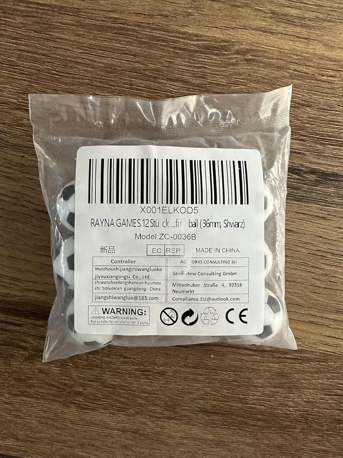 12er Pack Kickertischbälle 36mm Schwarz, Hochwertige Ersatzkicker aus ABS-Material