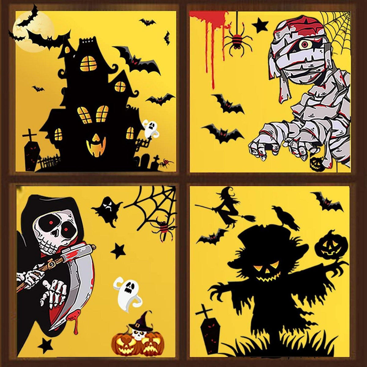 55stk Halloween Fenster Aufkleber Selbstklebend Wasserdicht