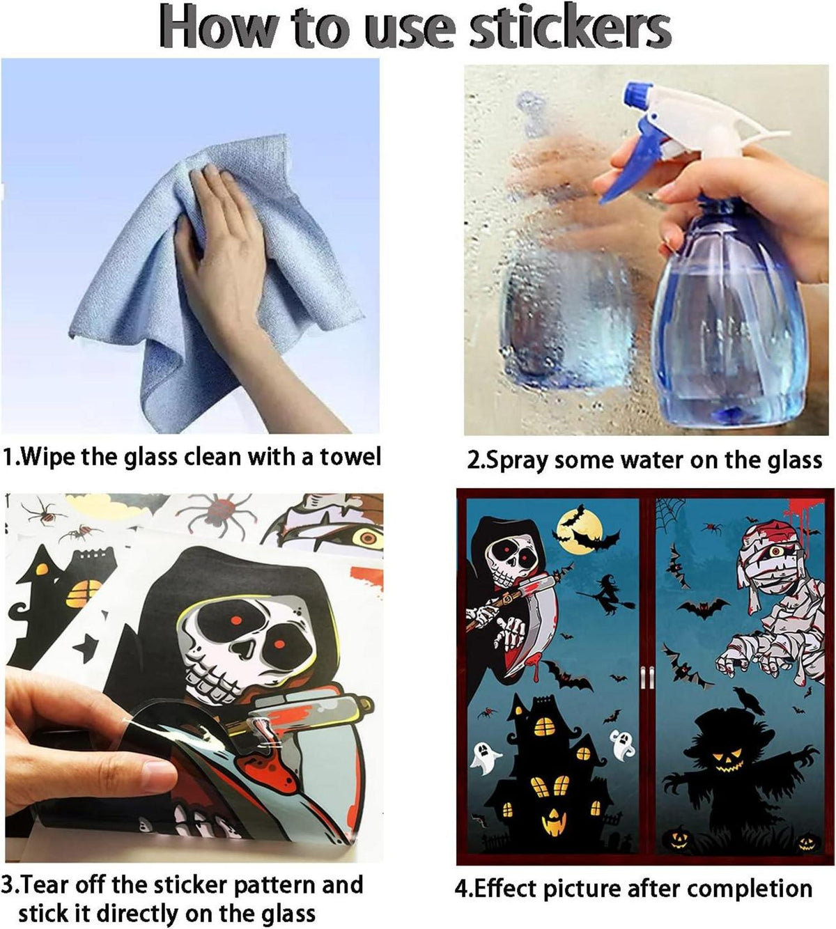 Halloween Fenster Aufkleber Dekoration 55stk Wasserdicht Selbstklebend