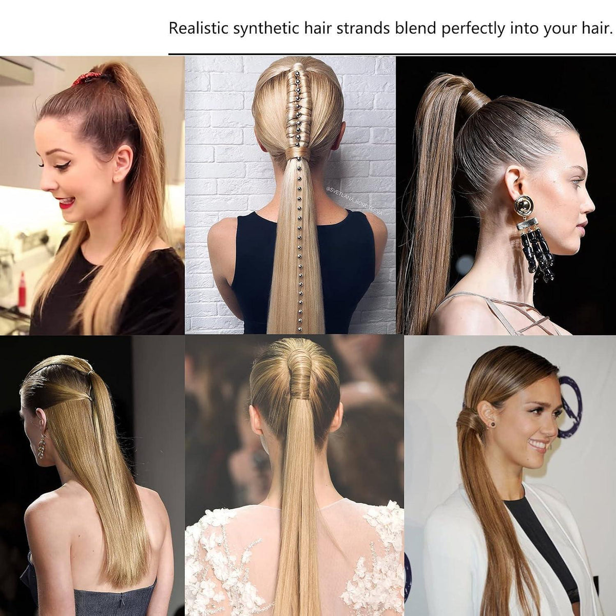 Pferdeschwanz Haarverlängerung Bleich Blond 55cm Synthetik