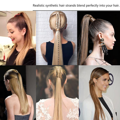Pferdeschwanz Haarverlängerung Bleich Blond 55cm Synthetik