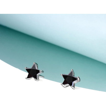 Sterne Ohrstecker 925 Silber Schwarz - Damen Mädchen Schmuck